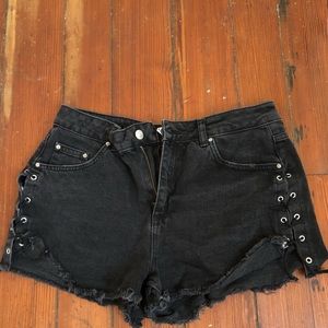 TOPSHOP black denim shorts